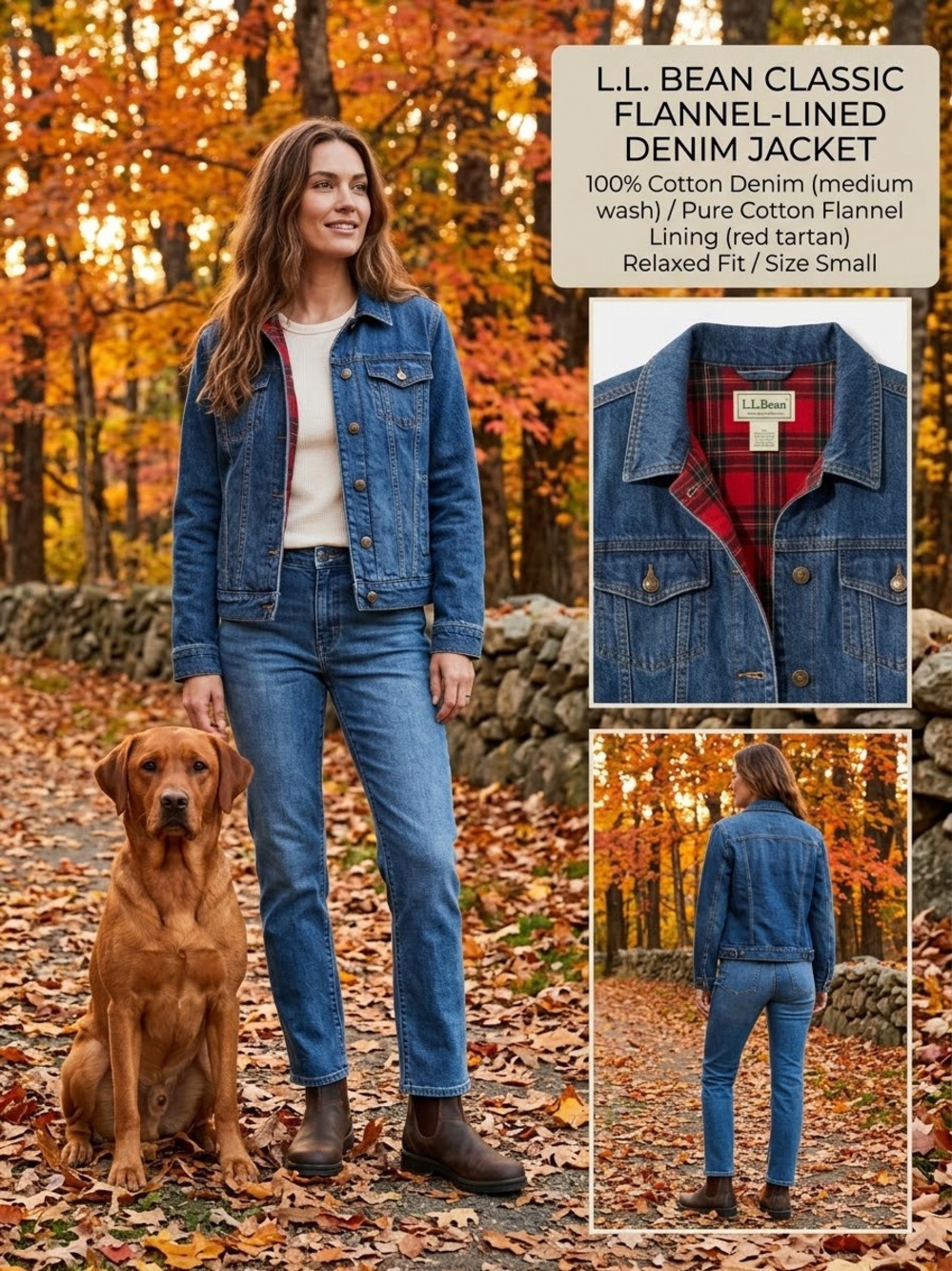 L.L. Bean Lined Denim Jean Jacket Small